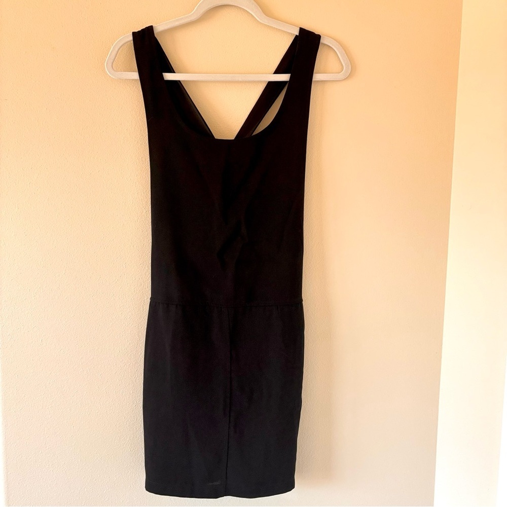 black overall dress